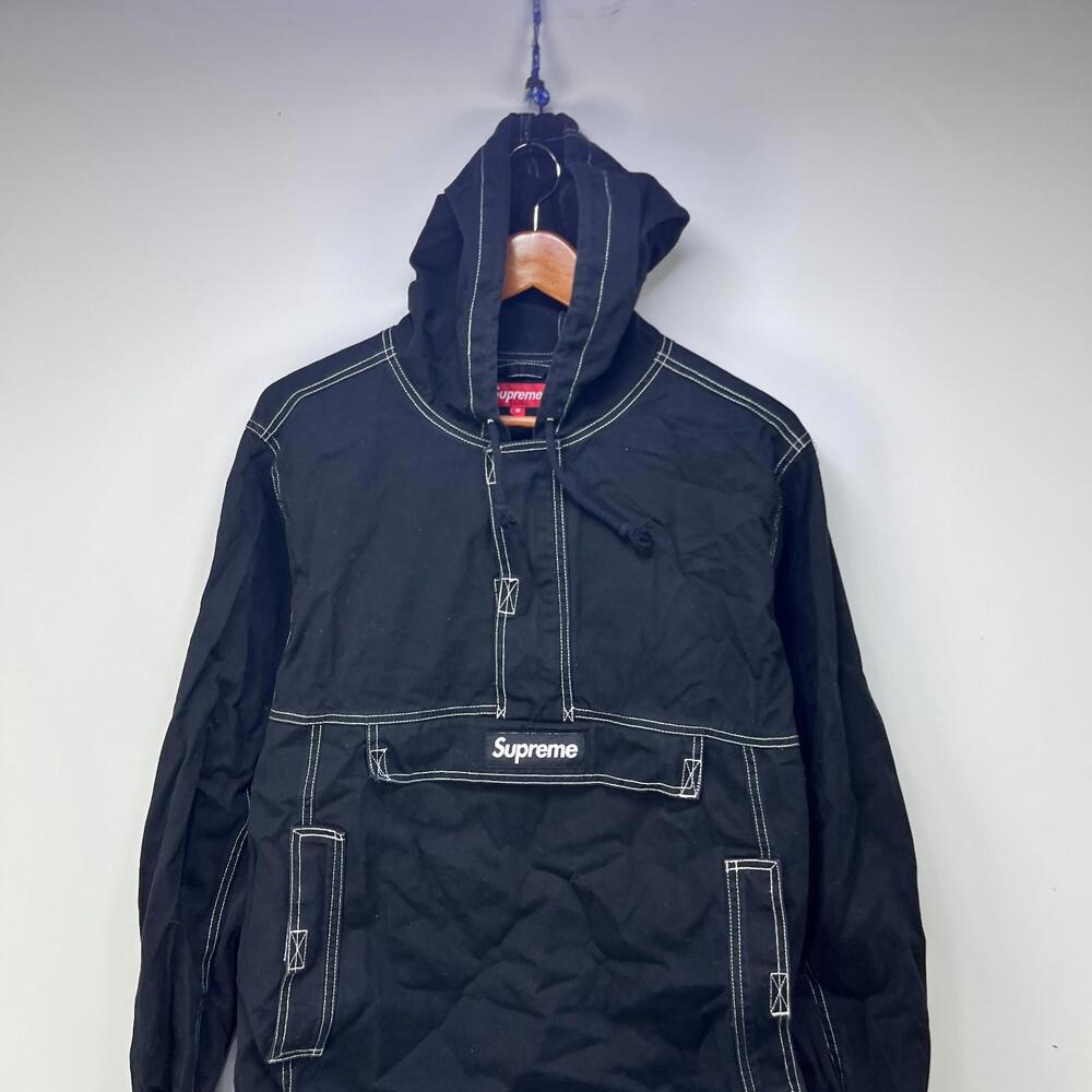 Supreme Contrast Stitch Twill Pullover FW16 Black - Picture 2 of 15